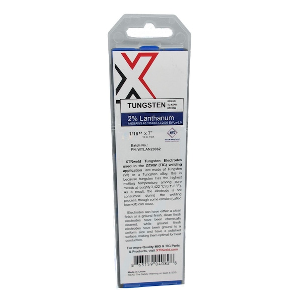 Xtrweld 2.0% Lanthanated Tungsten Electrode, 3/32, Blue, 10PK WTLAN20093 - main